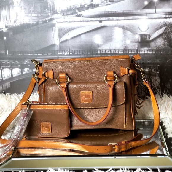 Dooney & Bourke Handbags - Dooney & Bourke Brown and Camel Crossbody Bag
